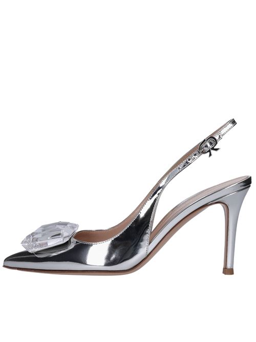 Leather slingback pump GIANVITO ROSSI | JAIPUR SLING METALARGENTO
